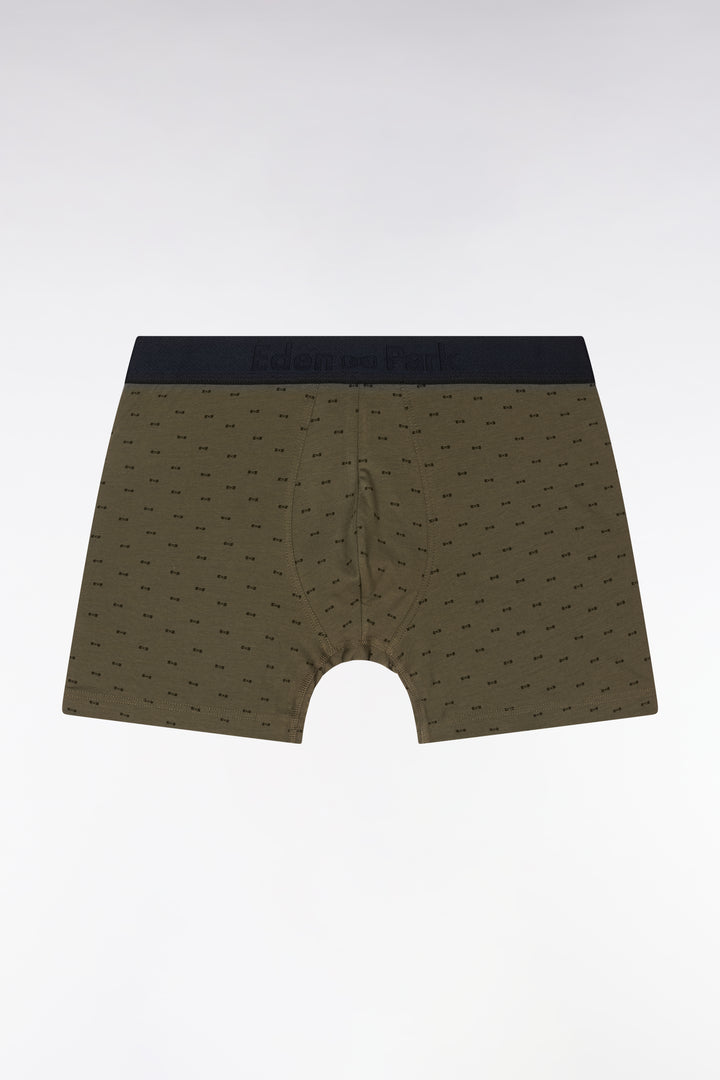 Boxer en jersey de coton stretch à micromotifs nœuds papillon kaki