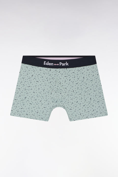 Boxer en jersey de coton stretch à micromotifs gris moyen - Image 1