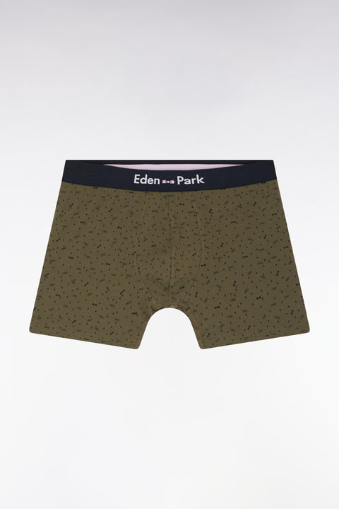 Boxer en jersey de coton stretch à micromotifs kaki - Image 1