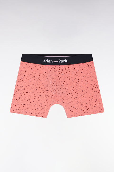 Boxer en jersey de coton stretch à micromotifs rose saumon - Image 1