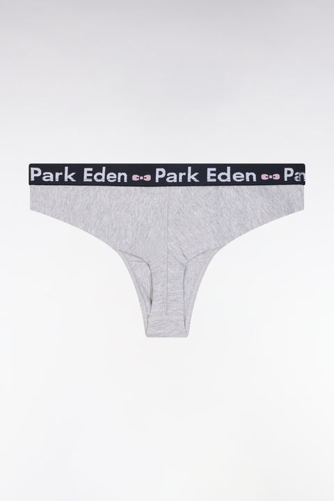 Culotte tanga en coton stretch gris - Image 2