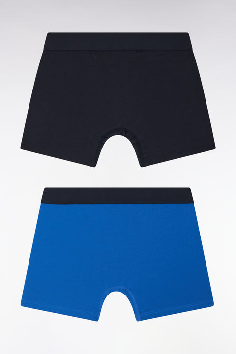 Lot de deux boxers en jersey de coton stretch marine et bleu - Image 2