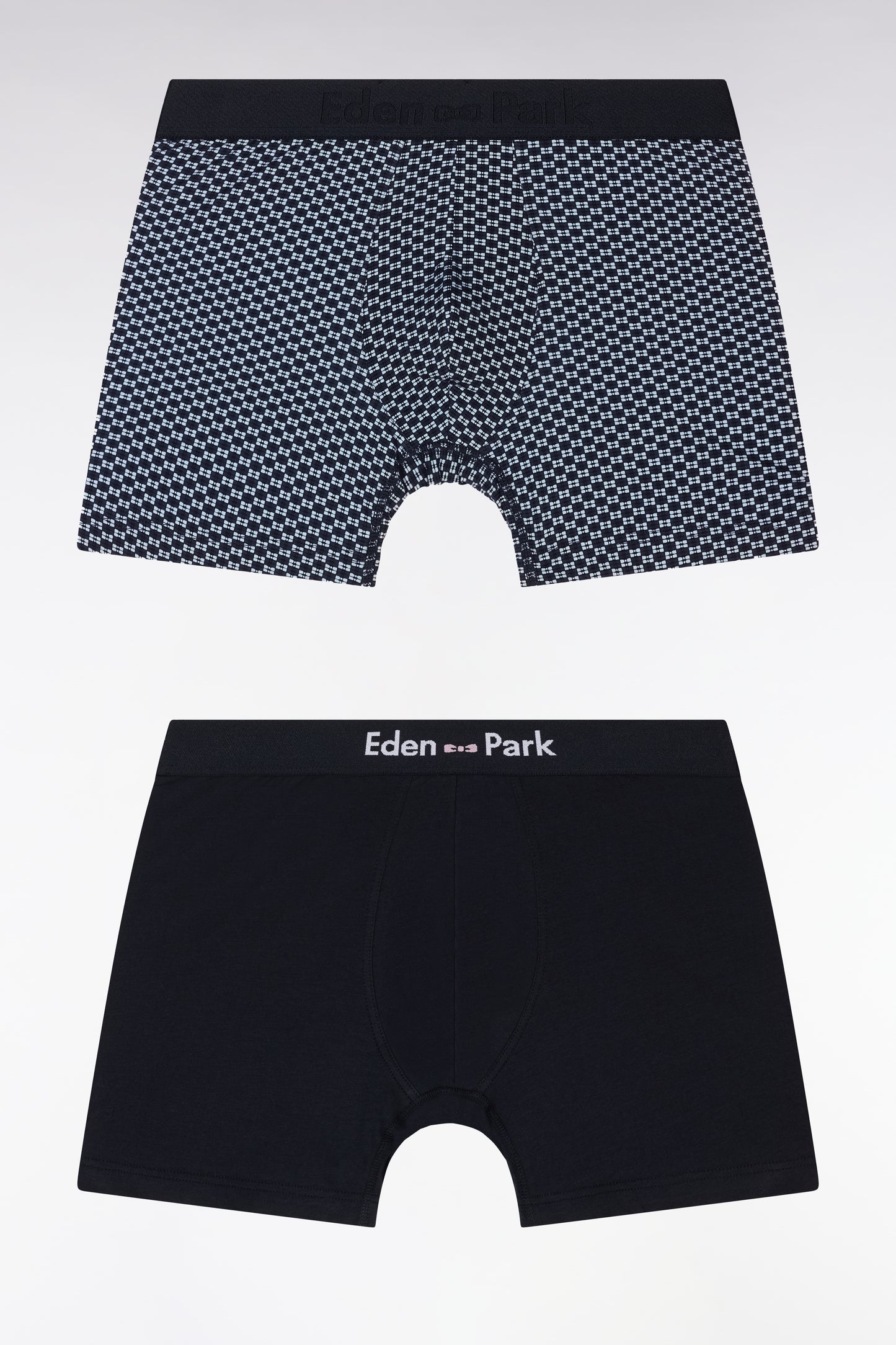 Set of two boxer shorts in plain and sky-printed stretch cotton jersey