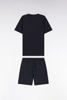 Short pyjamas in navy cotton jersey shorts with micropatterns