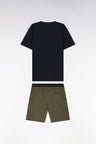 Short pyjamas in khaki cotton jersey shorts with micropatterns