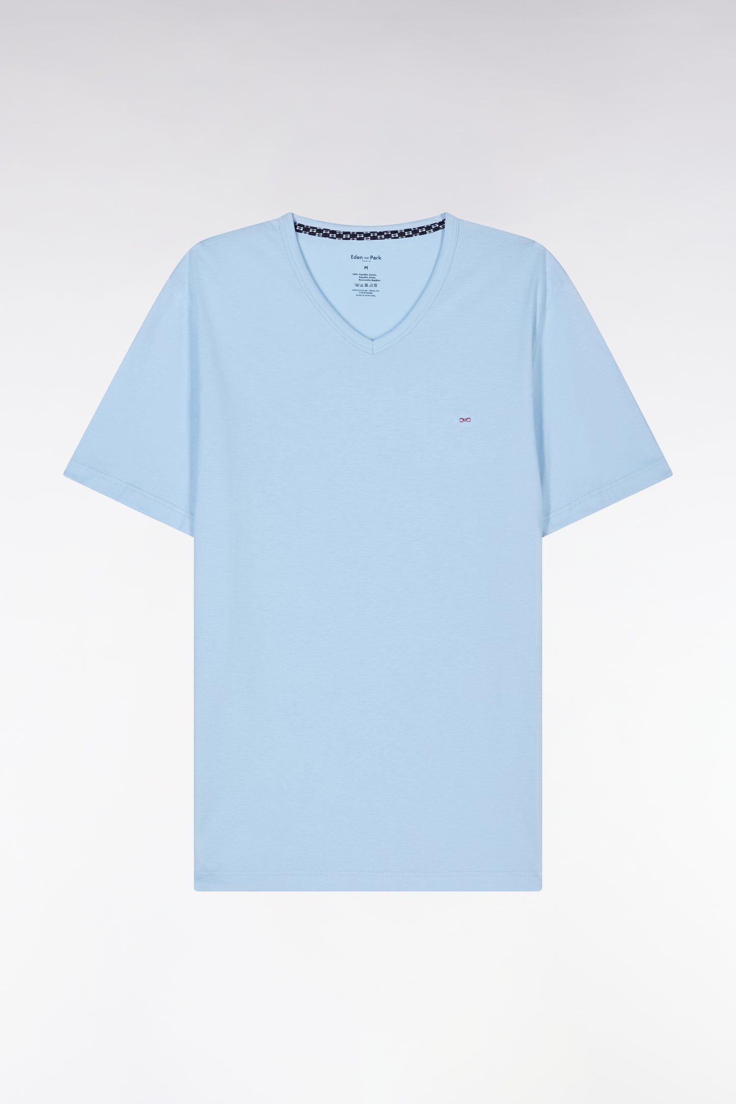 Short pyjamas in blue cotton jersey with micropatterned shorts