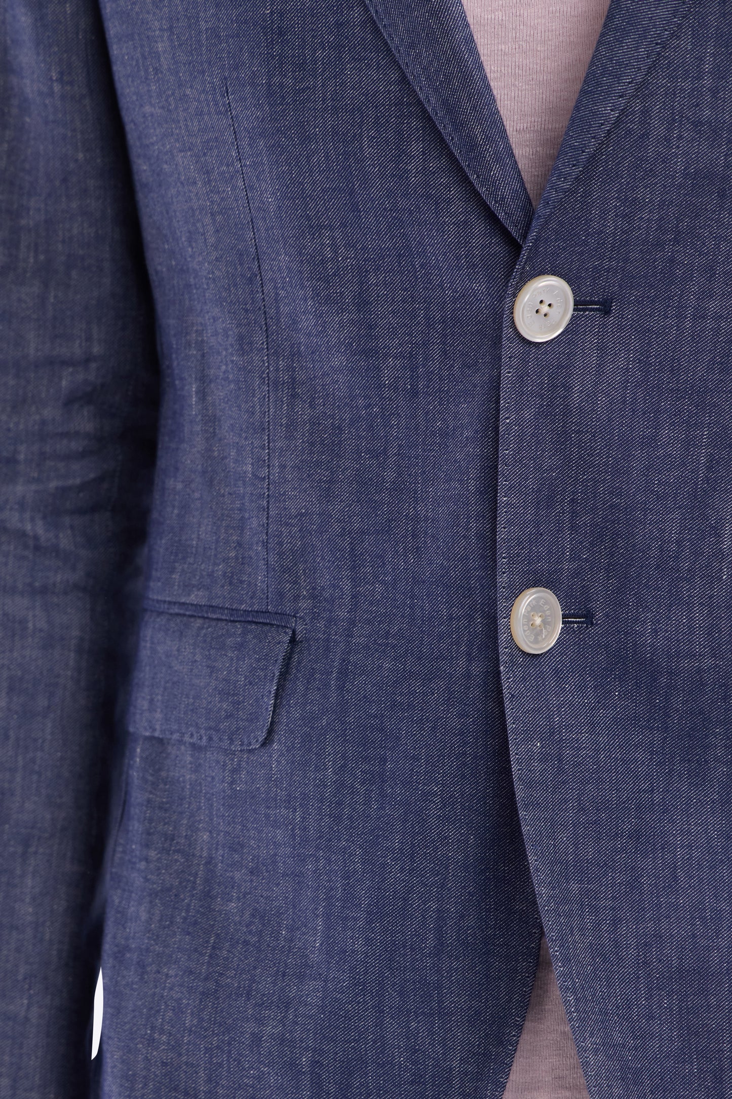 Navy linen and stretch cotton suit jacket