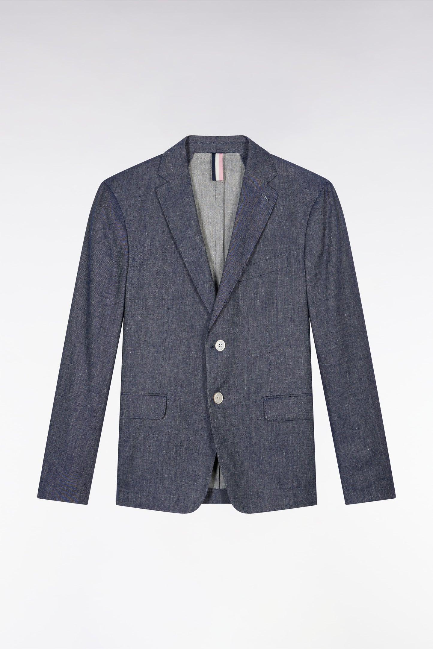 Navy linen and stretch cotton suit jacket