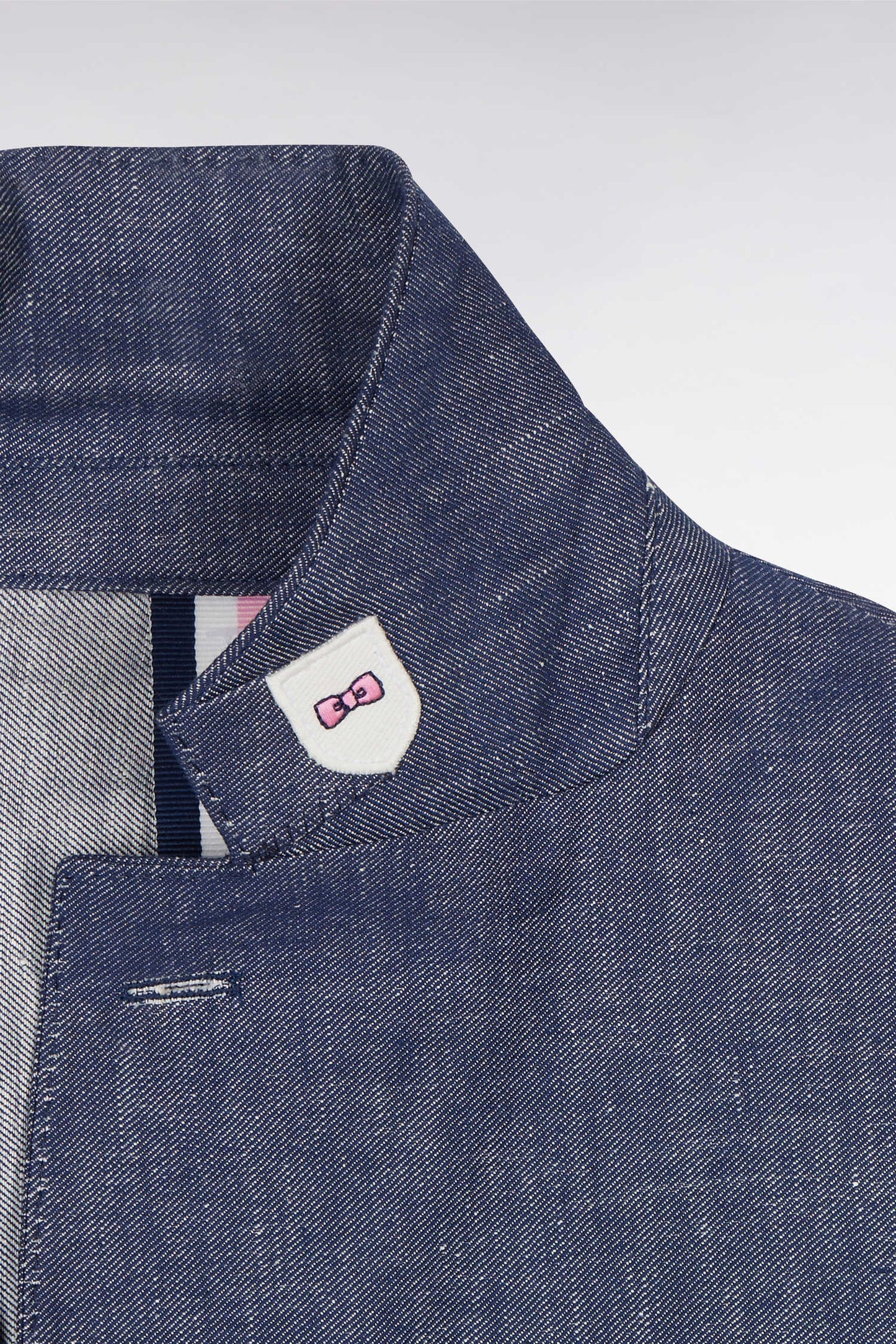 Navy linen and stretch cotton suit jacket