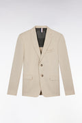 Veste en fil teint de laine et lin stretch mélangés beige