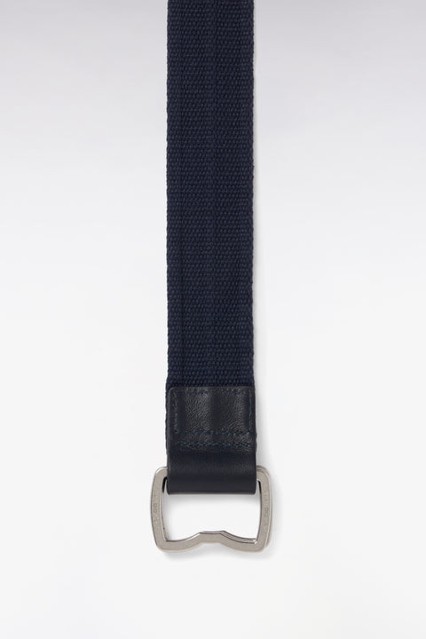 Ceinture en cuir et textile marine à boucle nœud papillon - Image 2