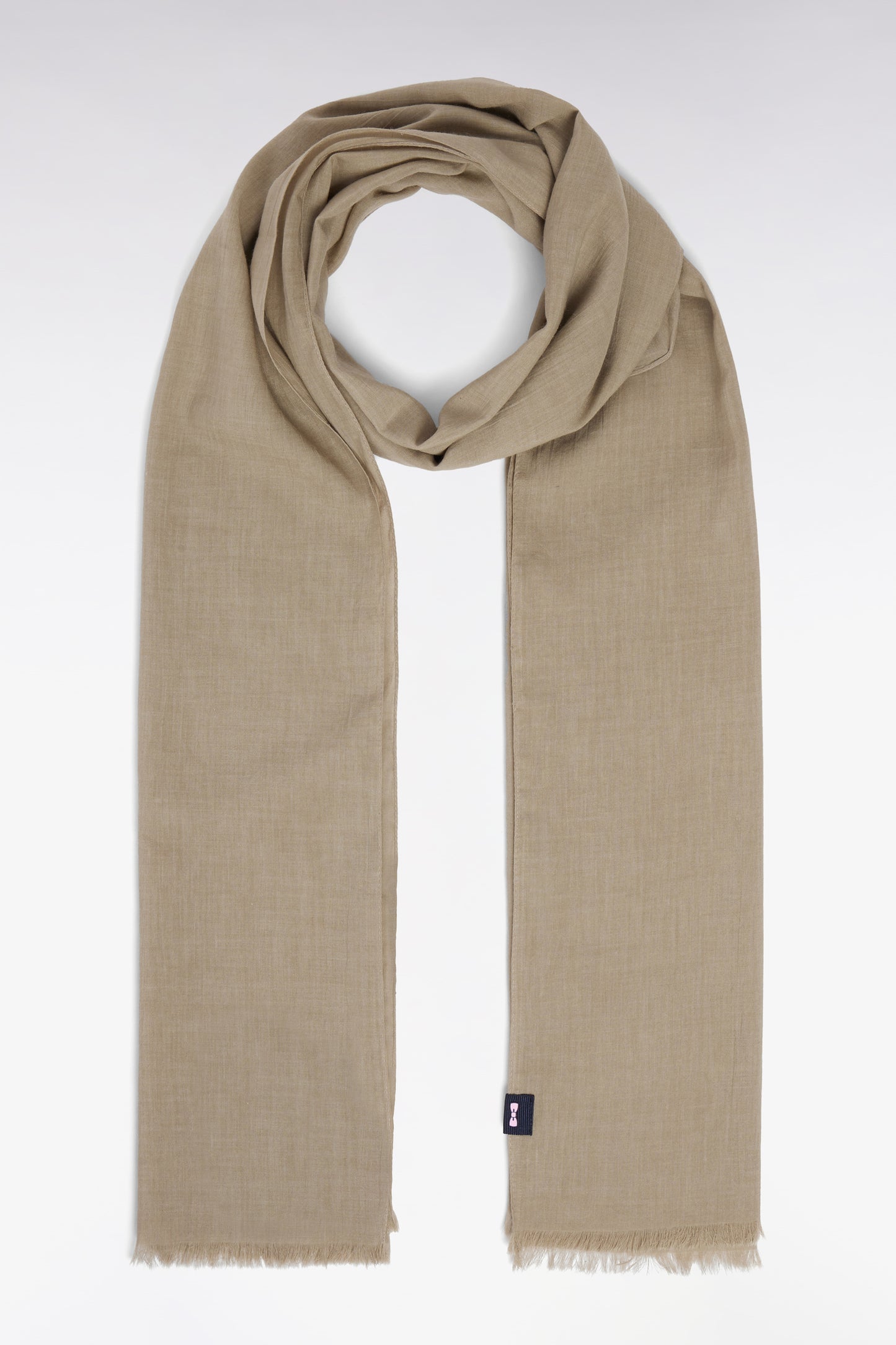 Plain khaki cotton and modal scarf