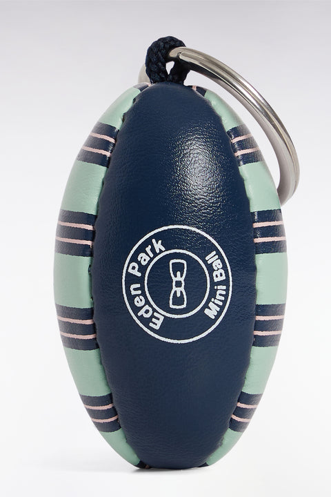 Porte-clés ballon de rugby à rayures vert d'eau et marine - Image 2