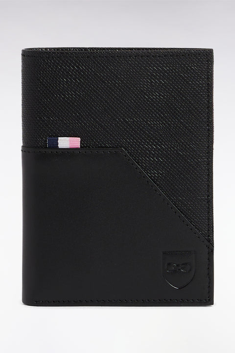 French dual-material format wallet in black leather - Image 3