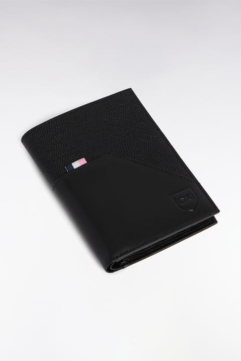 French dual-material format wallet in black leather - Image 2