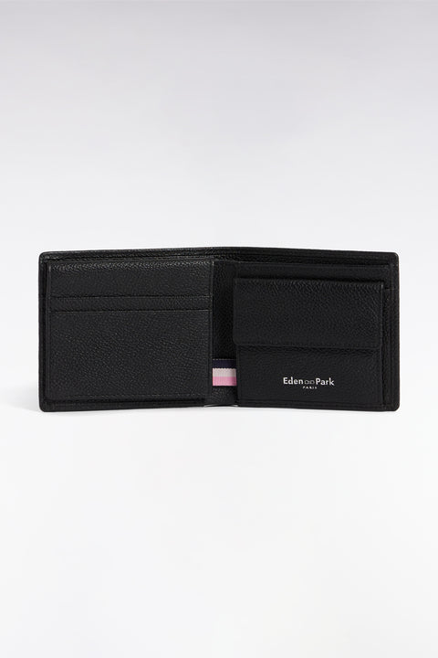 Italian format wallet in black grained leather - Image 1