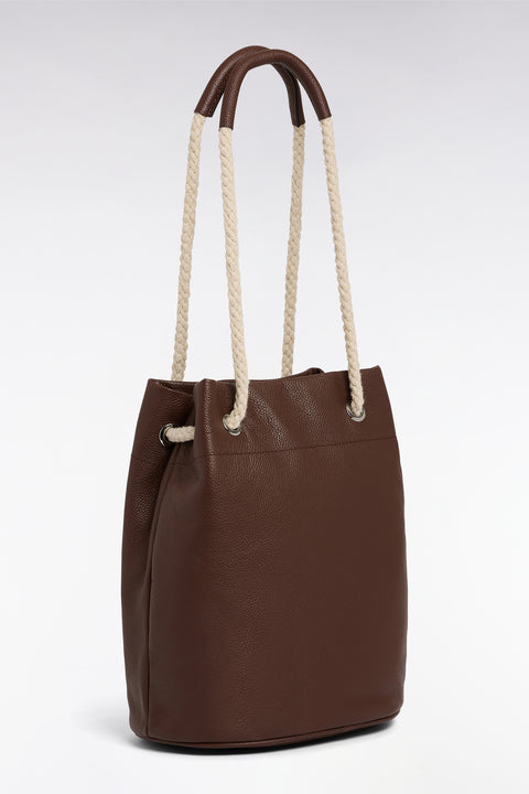 Brown leather bucket bag - Image 2