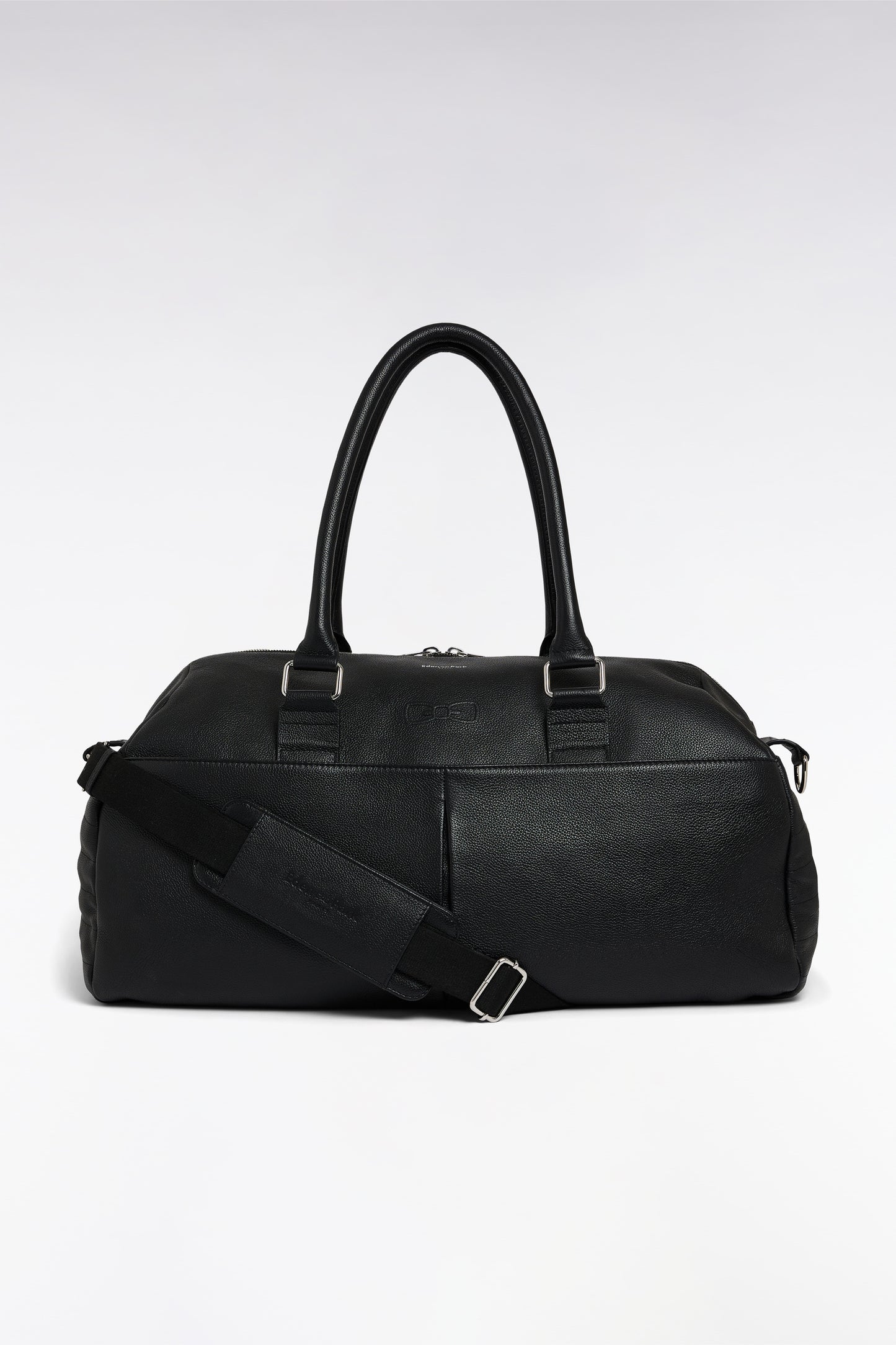 Black grained leather travel bag