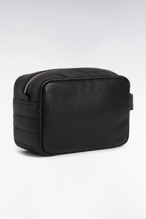 Trousse de toilette en cuir grainé noir - Image 2