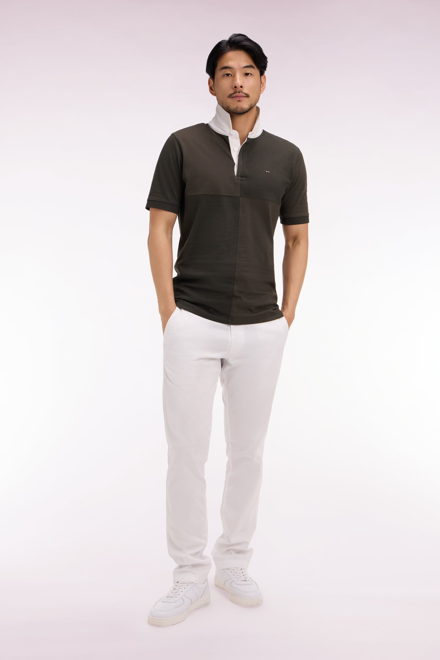 Pantalon chino regular en coton stretch blanc