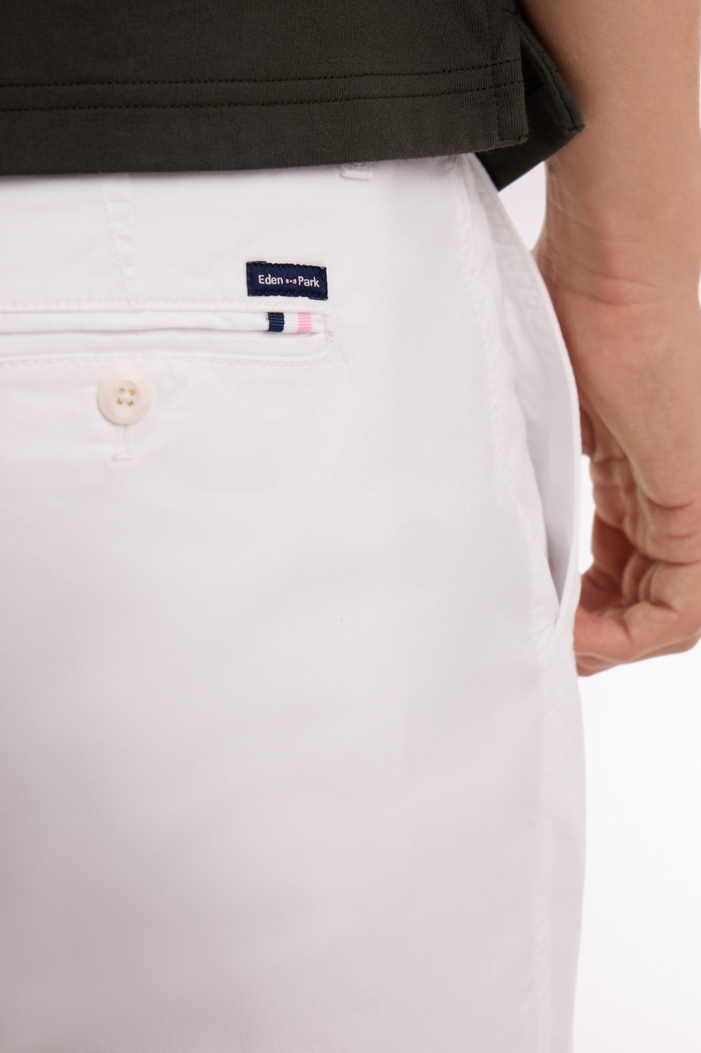 Pantalon chino regular en coton stretch blanc