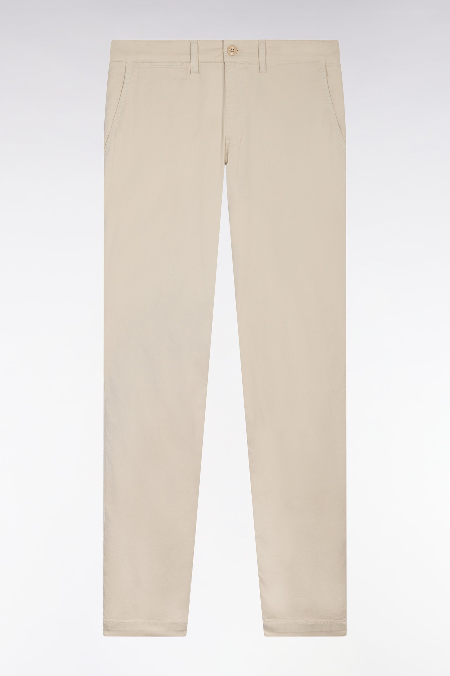 Pantalon chino regular en coton stretch beige