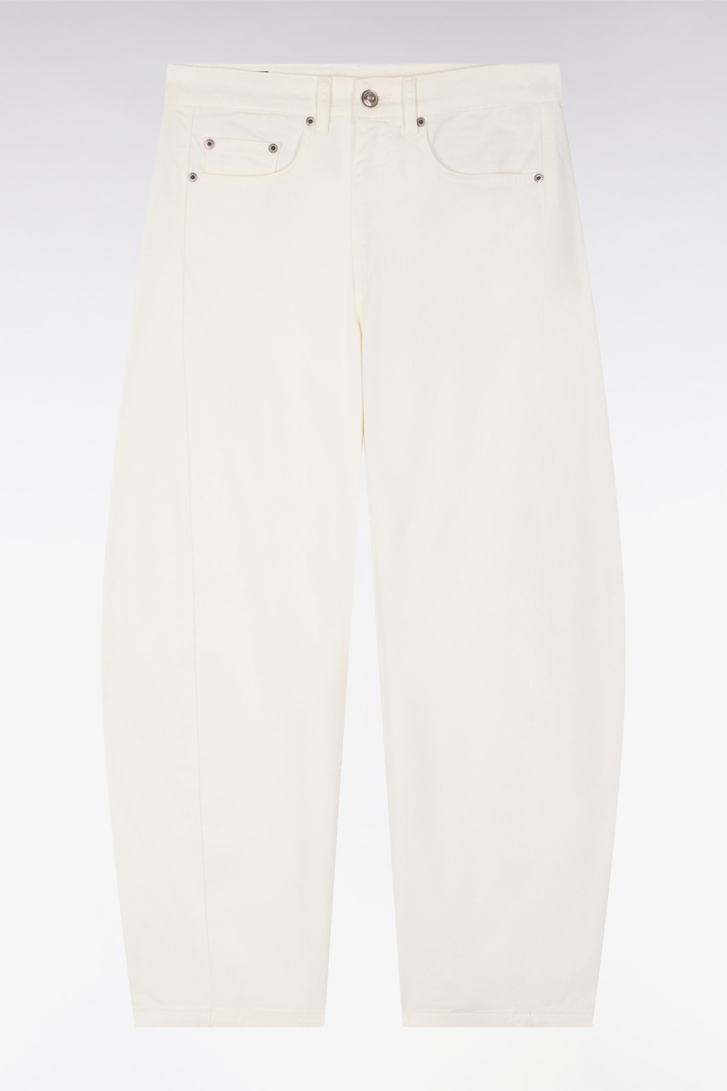 Jean coupe barrel en denim stretch blanc