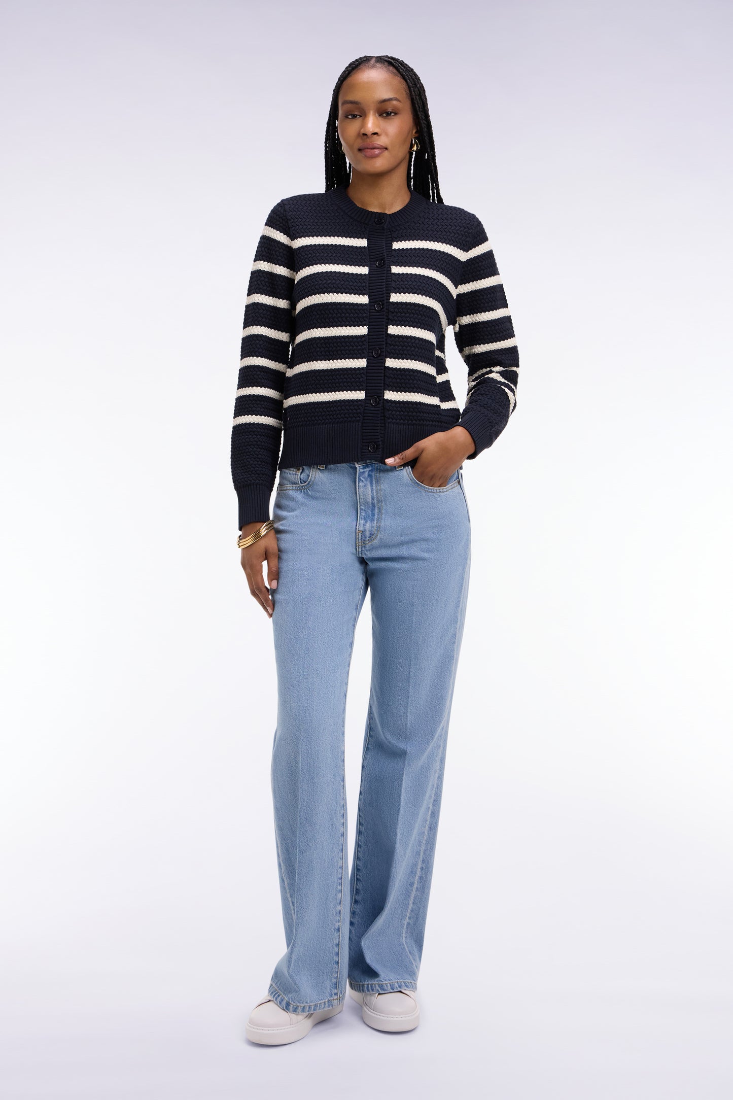 Jean coupe flare en denim brut