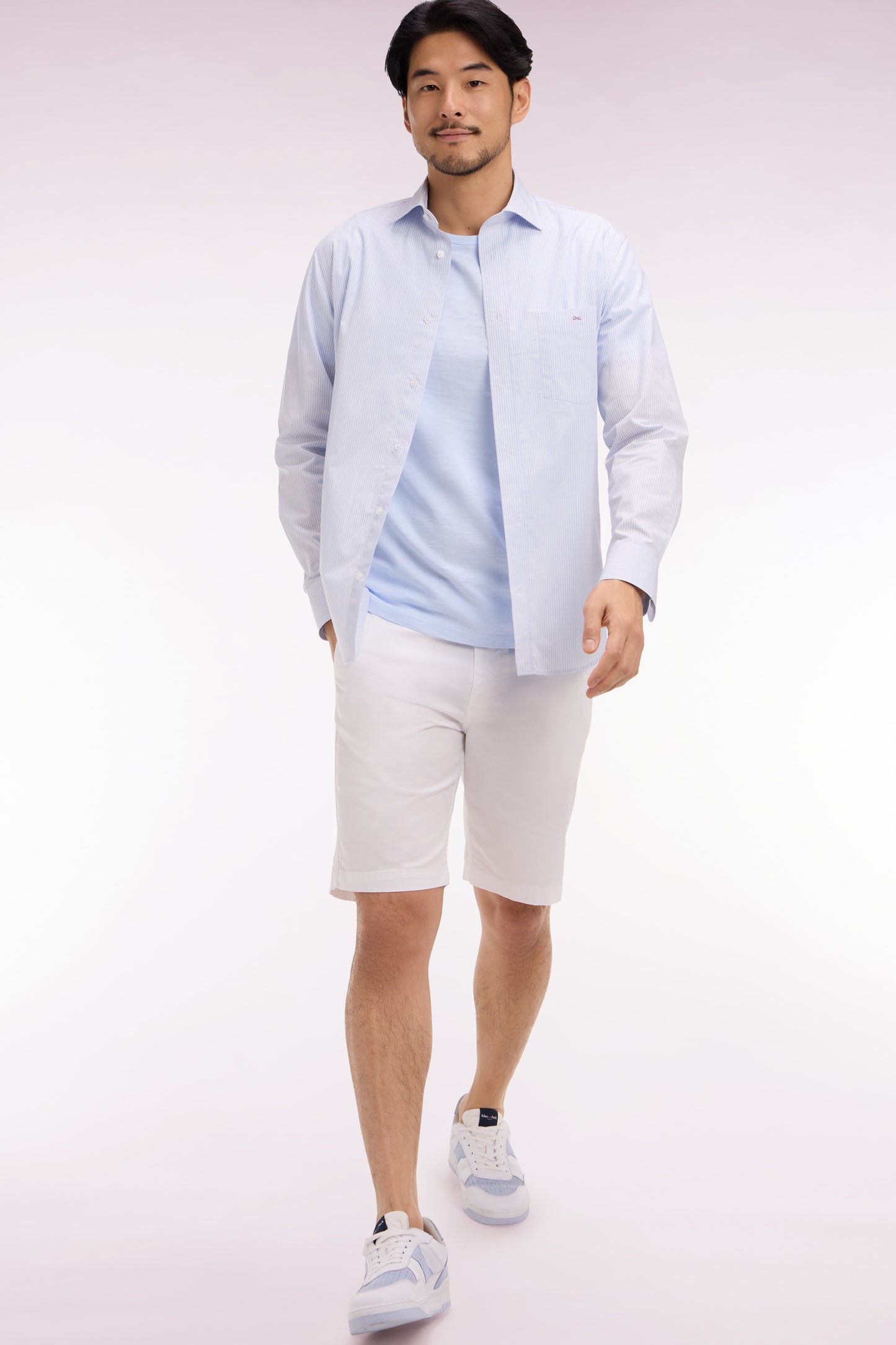 Bermuda chino en gabardine stretch blanc