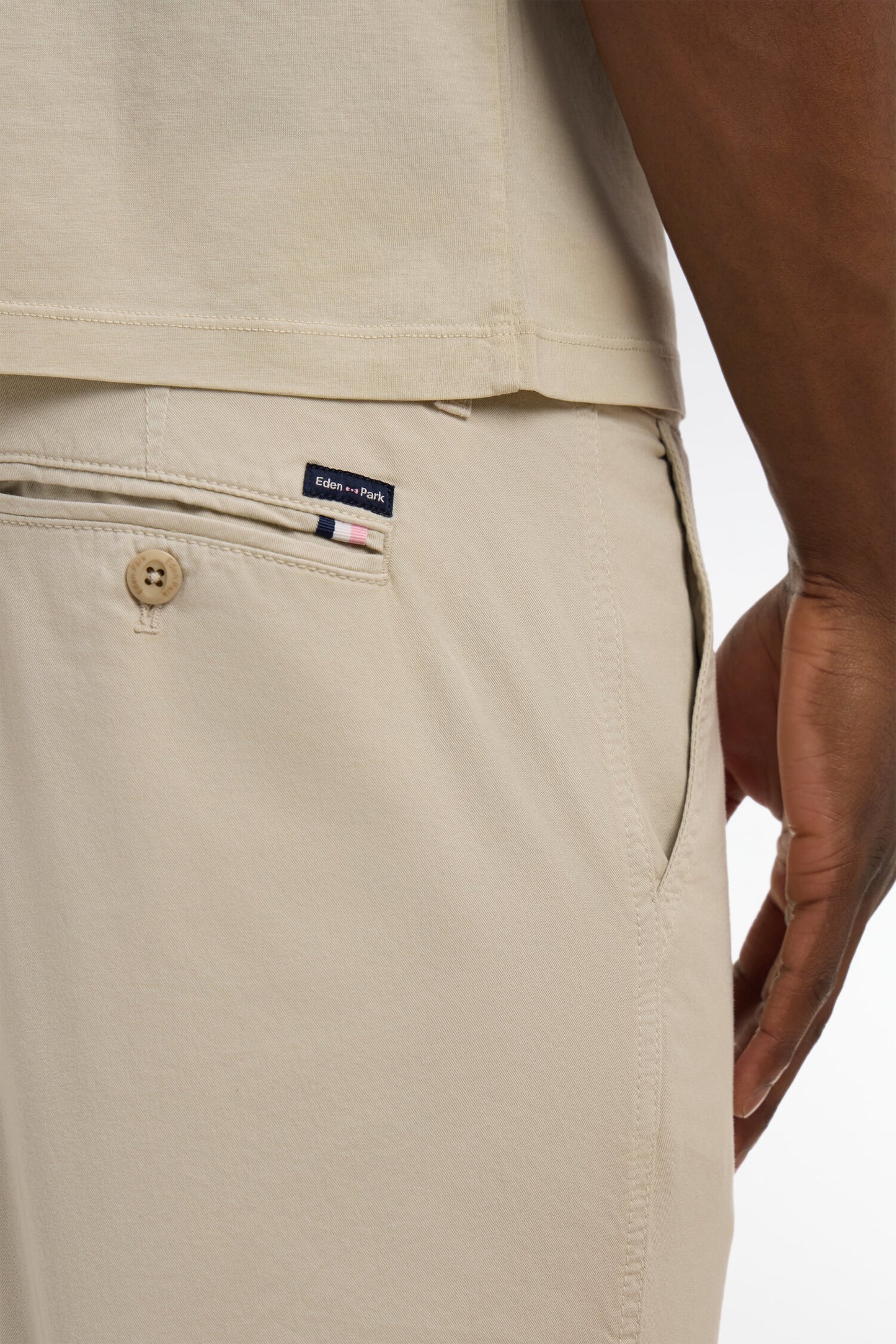 Bermuda chino en gabardine stretch beige