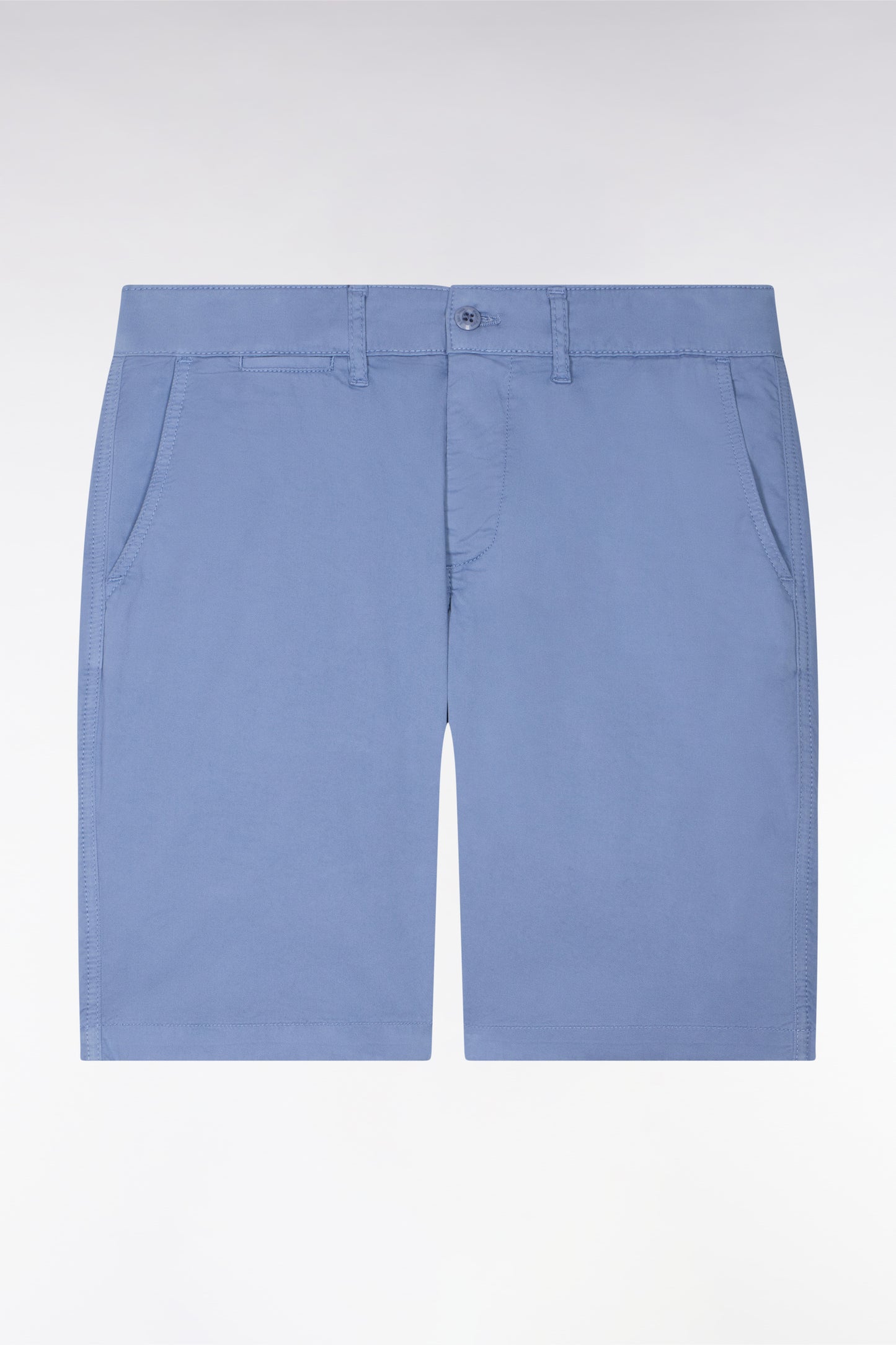 Chino Bermuda shorts in blue stretch gabardine