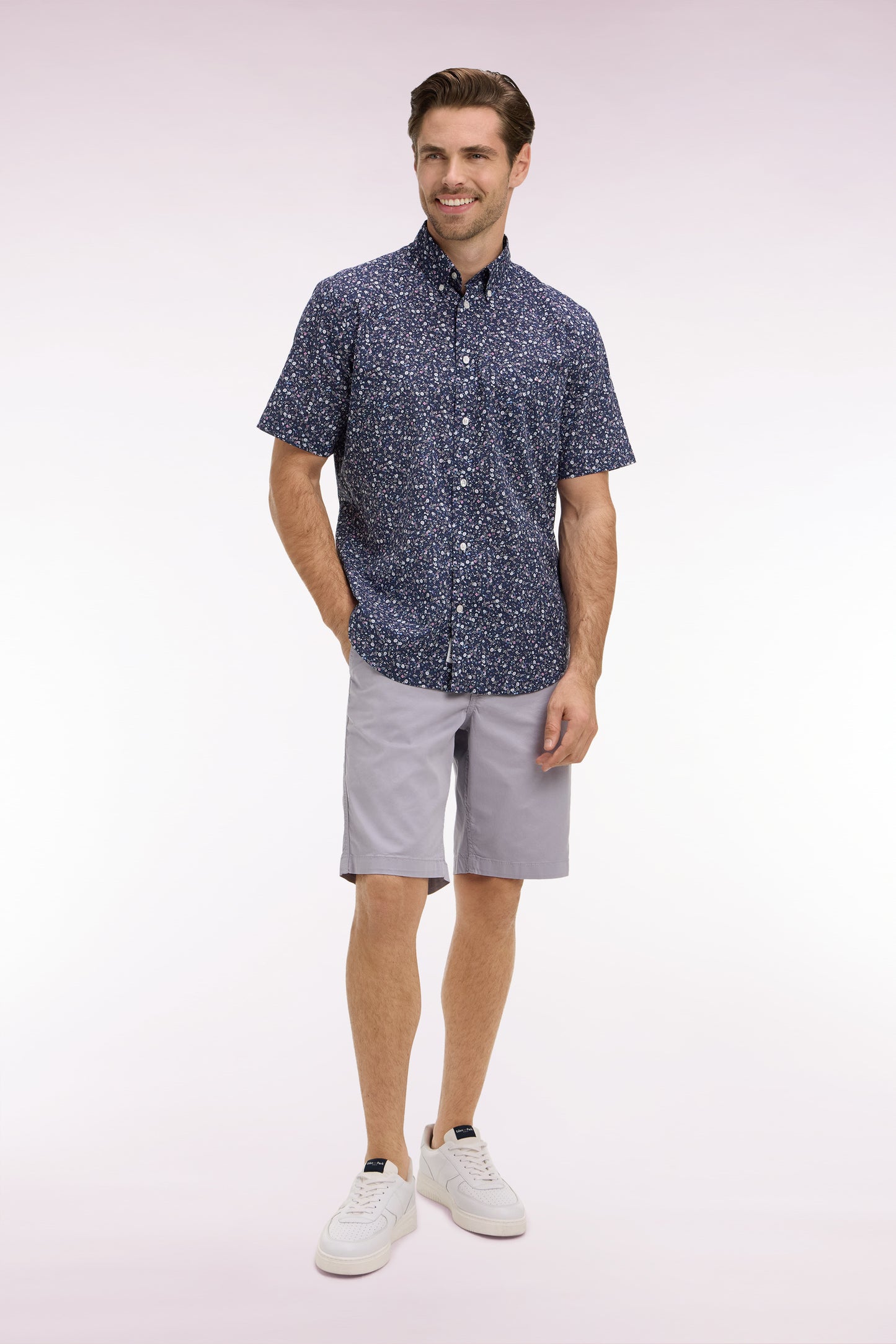 Bermuda chino en gabardine stretch gris