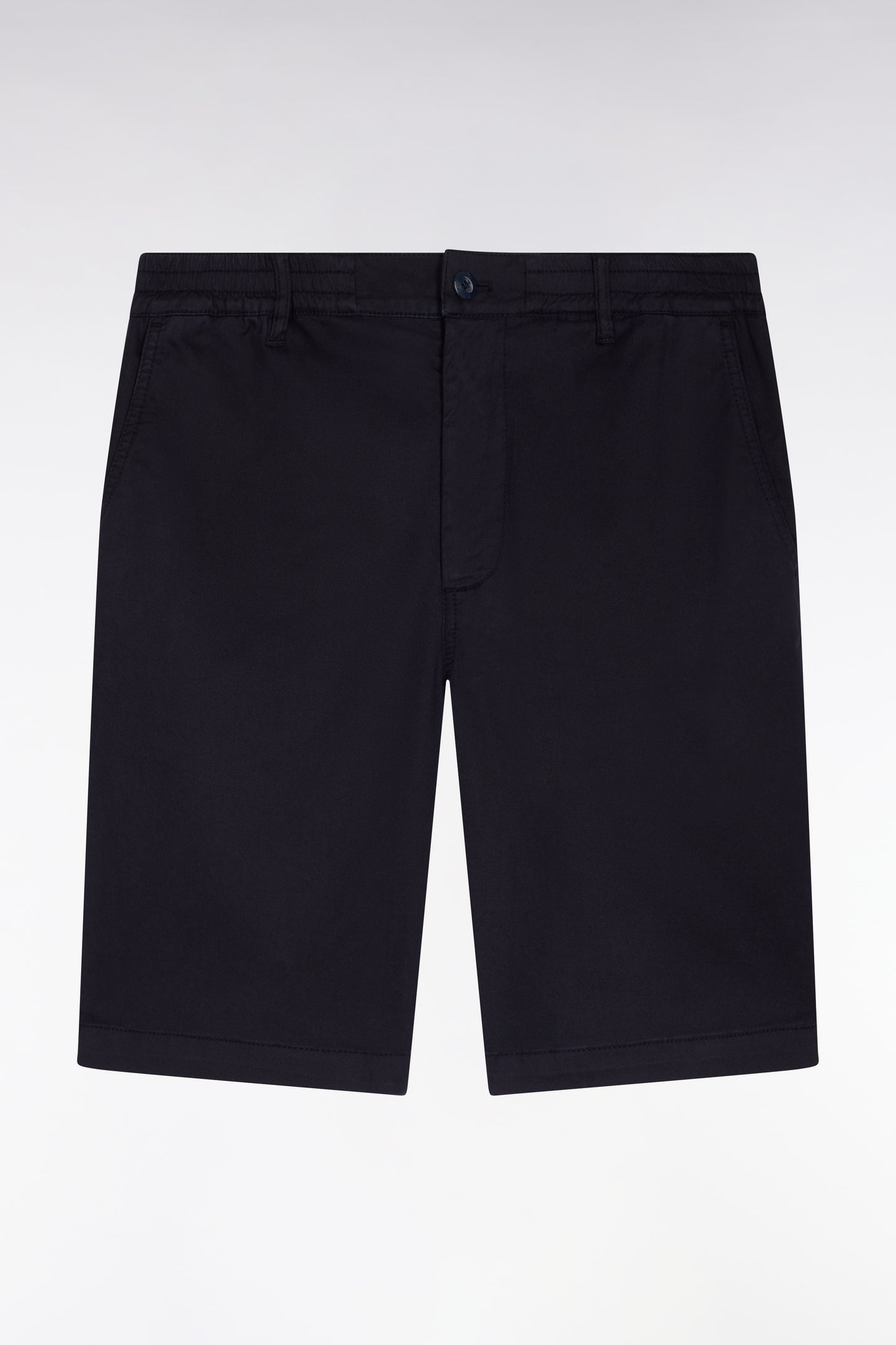 Navy cotton and lyocell blend Bermuda shorts