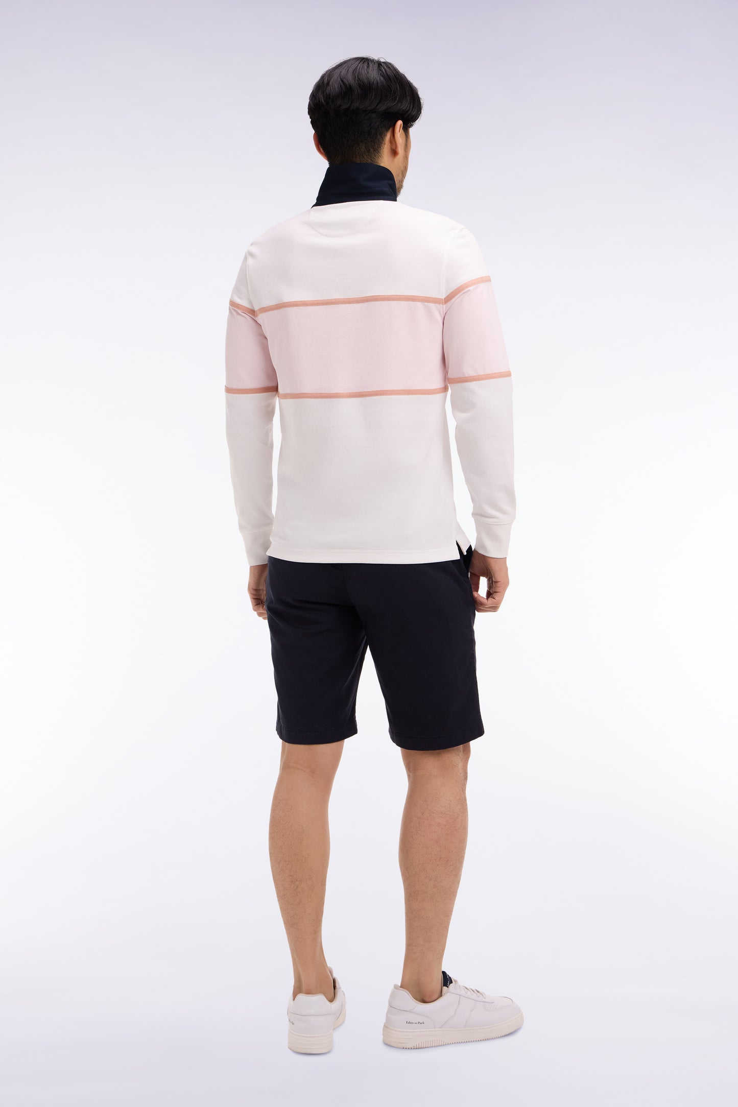 Navy cotton and lyocell blend Bermuda shorts