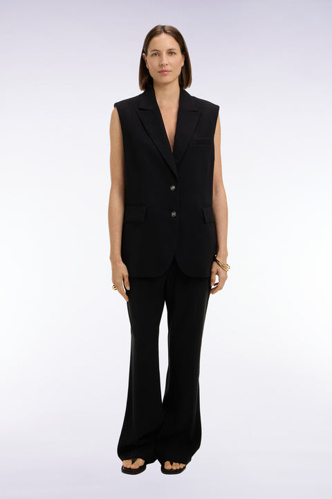 Pantalon flare fluide noir - Image 3