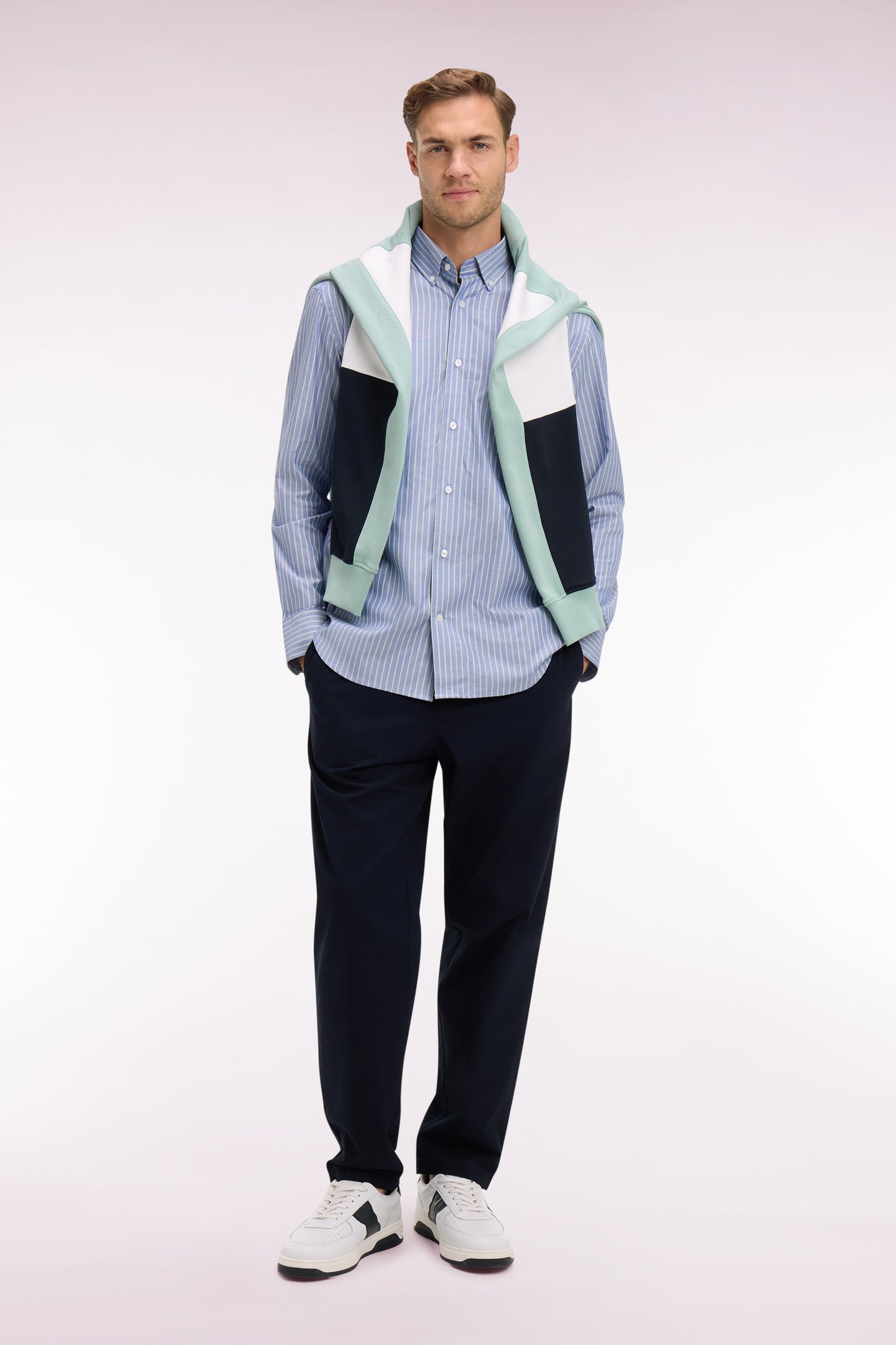 Pantalon en toile de coton marine