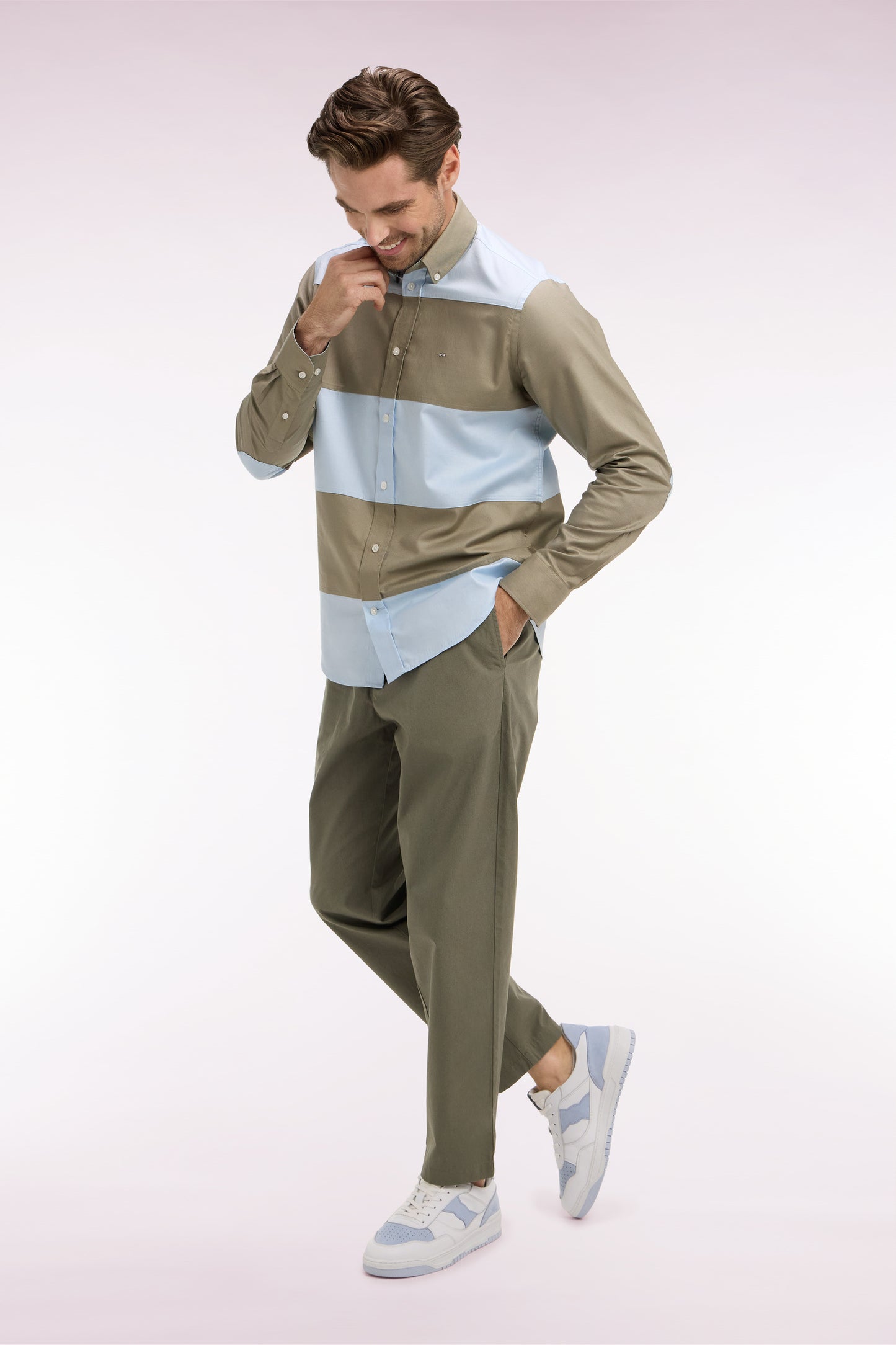 Pantalon en toile de coton kaki