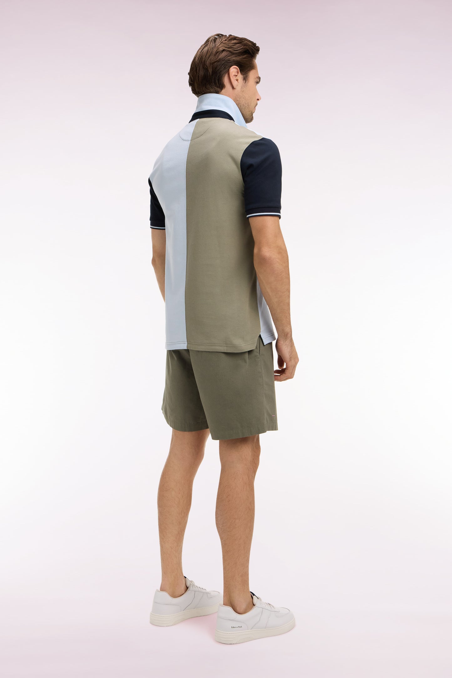 Short en popeline de coton kaki