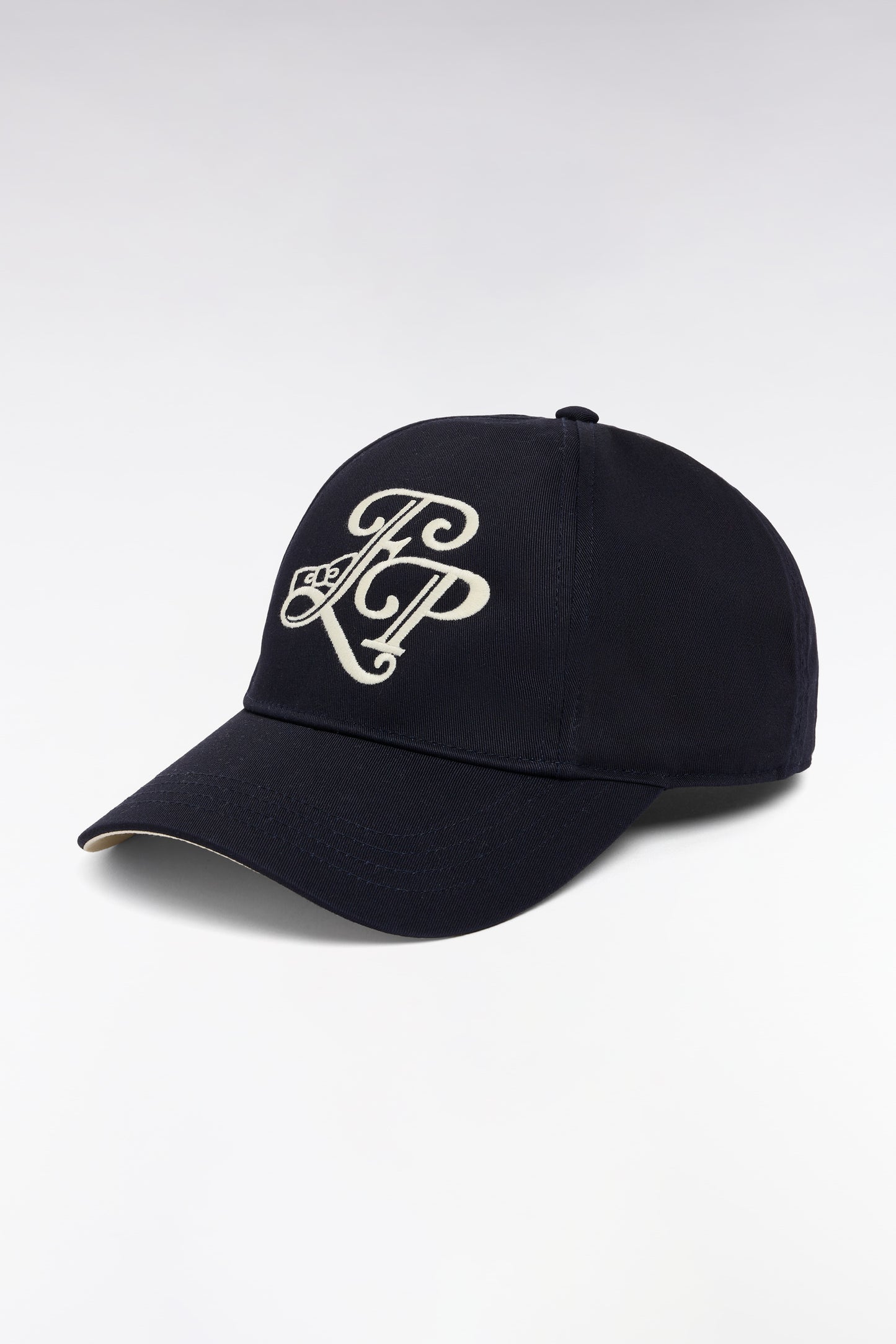 Casquette en twill de coton marine broderie initiales EP