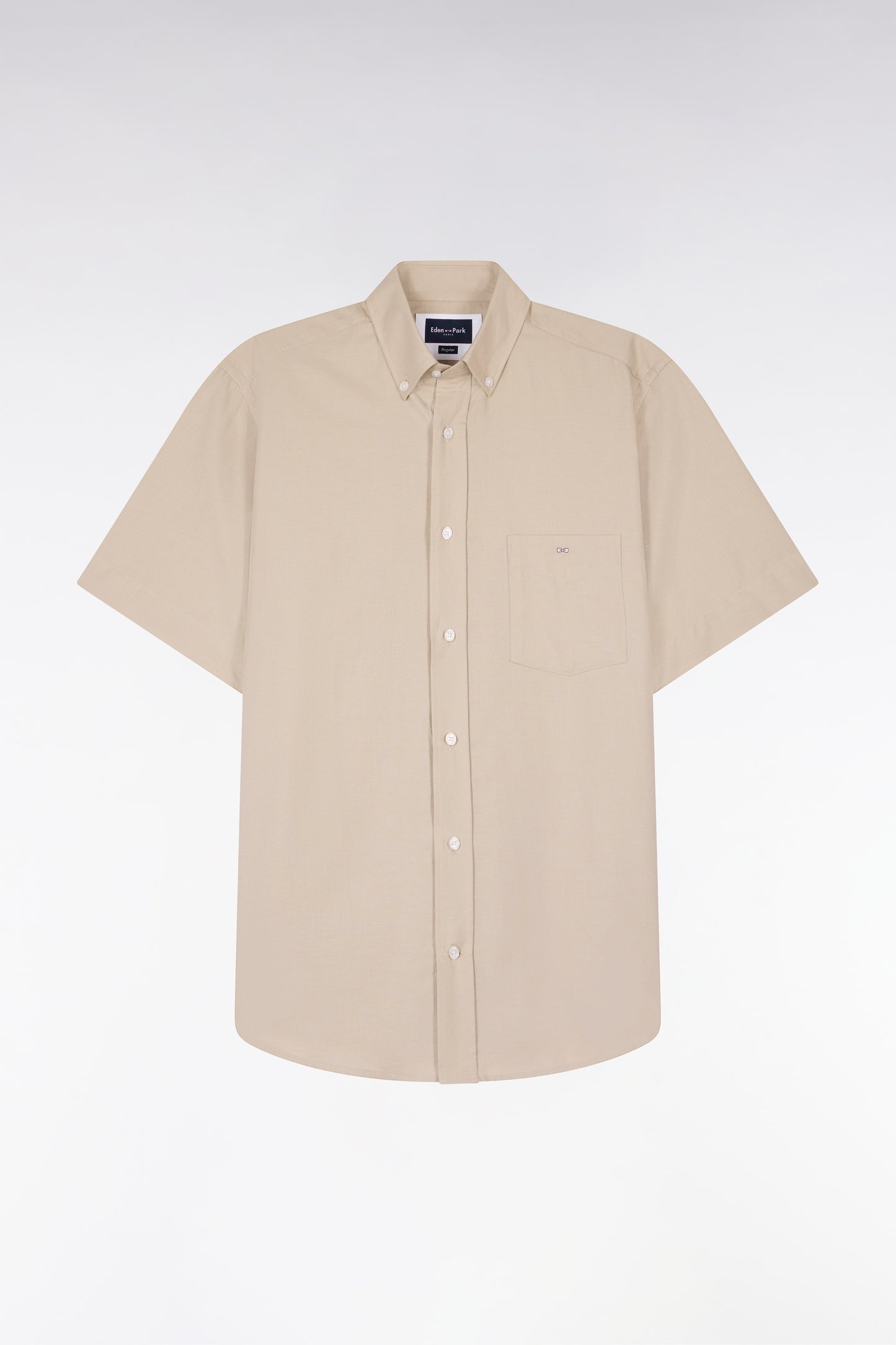Chemise à manches courtes en piqué coton beige