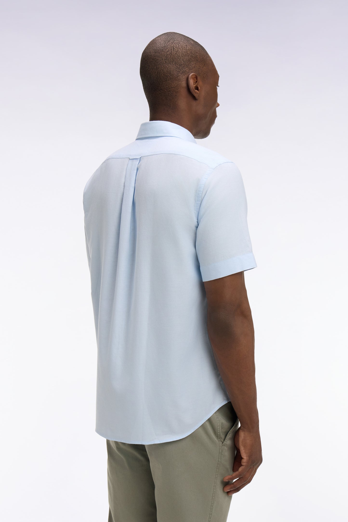 Chemise à manches courtes en piqué coton bleu ciel