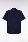 Chemise à manches courtes en piqué coton marine