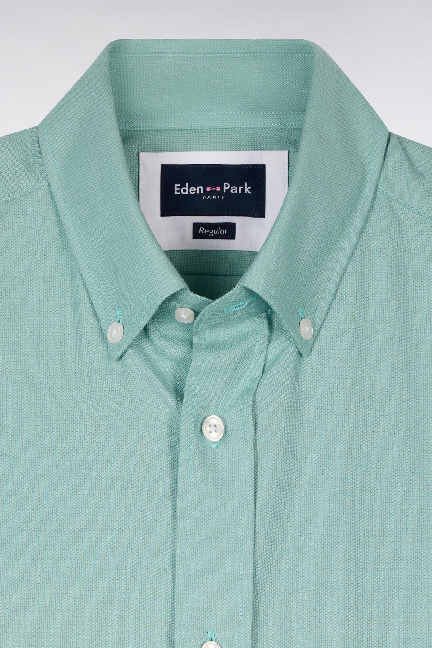 Chemise à manches courtes en piqué coton vert d'eau