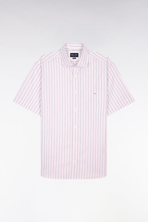 Short-sleeve shirt in pink striped cotton dobby - Image 2