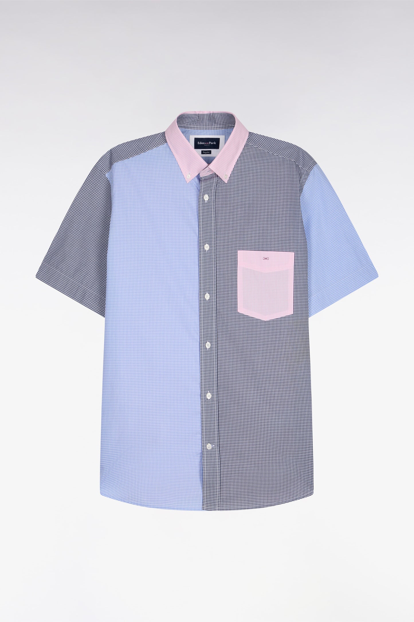 Chemise à manches courtes en popeline de coton Vichy