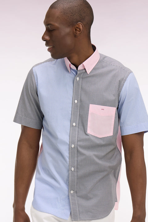 Chemise à manches courtes en popeline de coton Vichy - Image 1