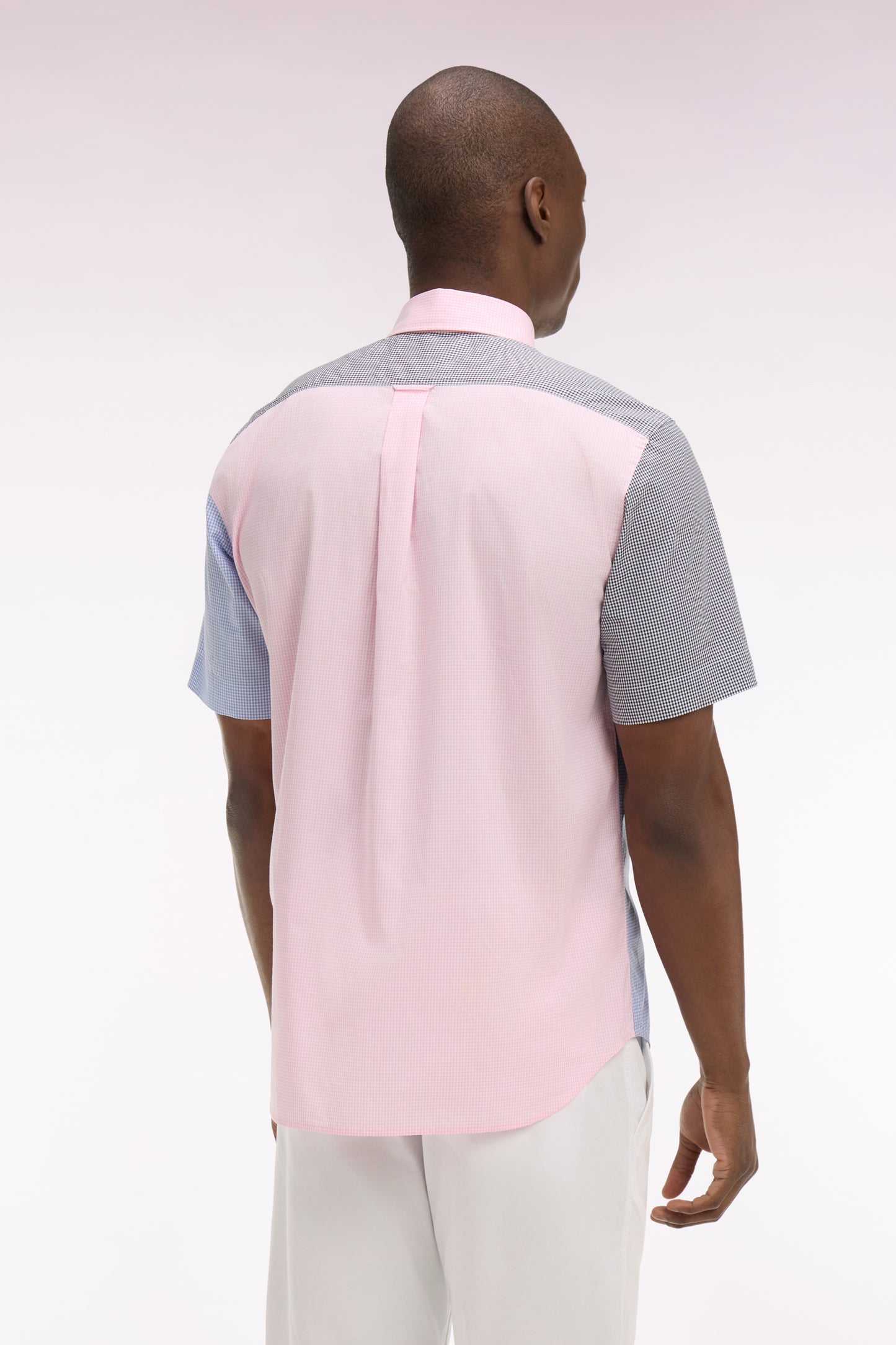 Chemise à manches courtes en popeline de coton Vichy