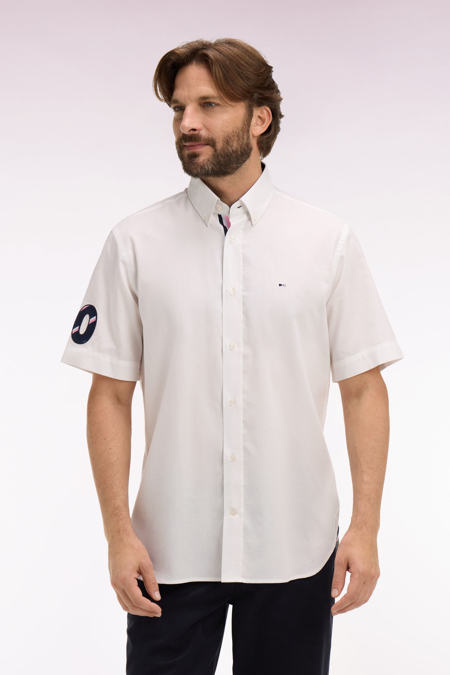 Chemise à manches courtes en coton blanc XV de France