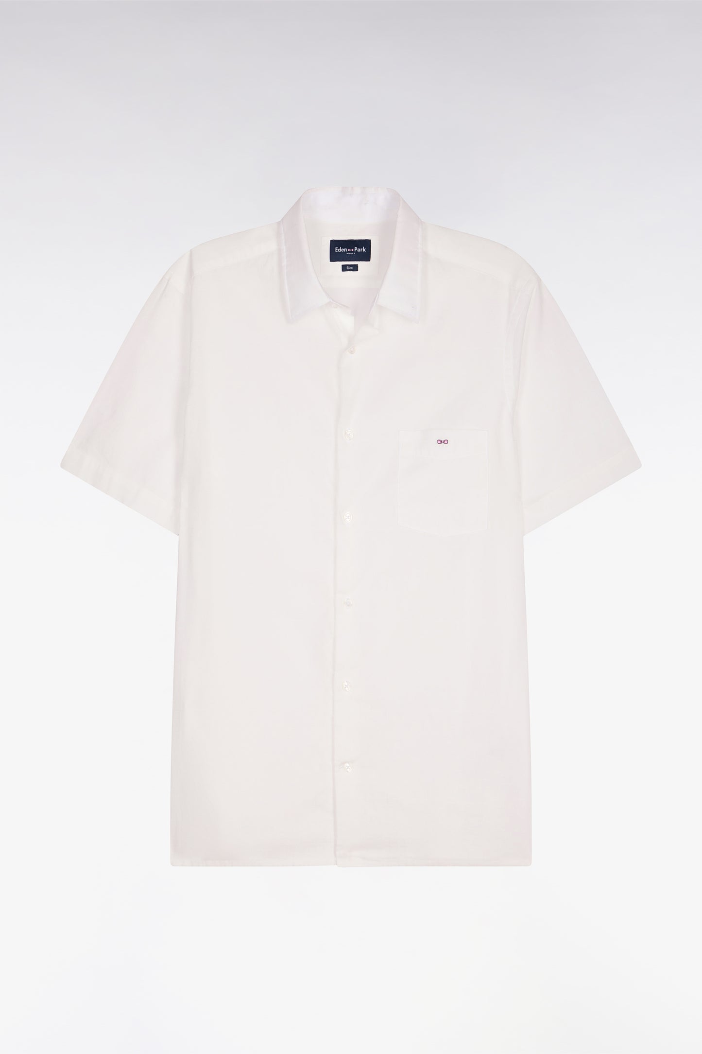 Chemise à manches courtes en coton blanc coupe slim