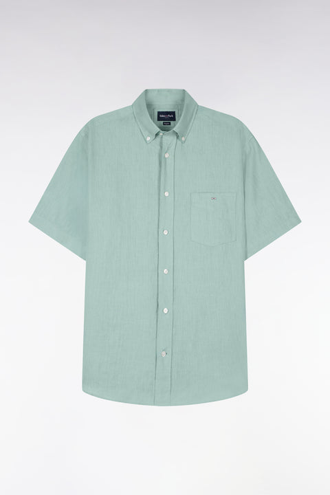 Chemise à manches courtes en lin vert d'eau - Image 2